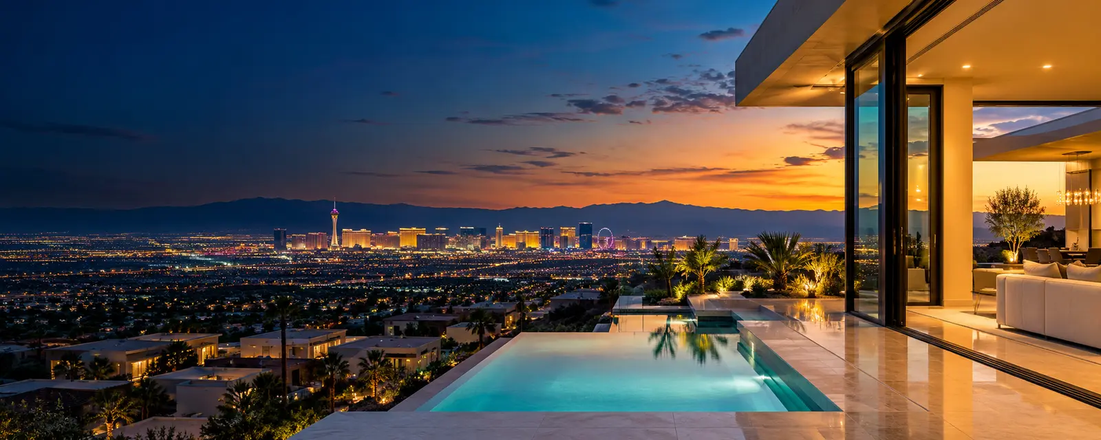 Las Vegas skyline at dusk